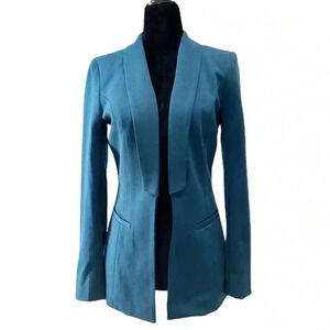 Ricki’s Blazer Open Front Shawl Collar Ponte Knit Teal Green Size XS